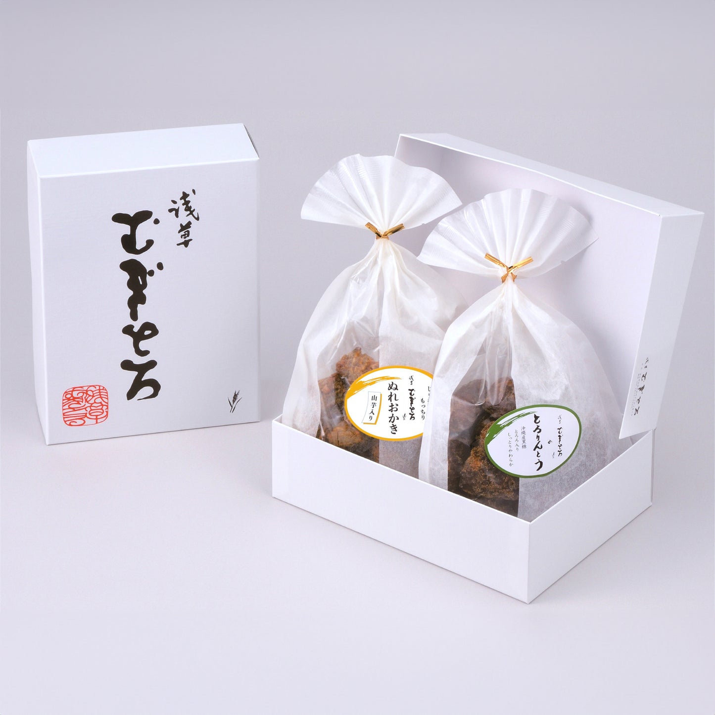 「白箱詰合せ」（とろりんとう・ぬれおかき）