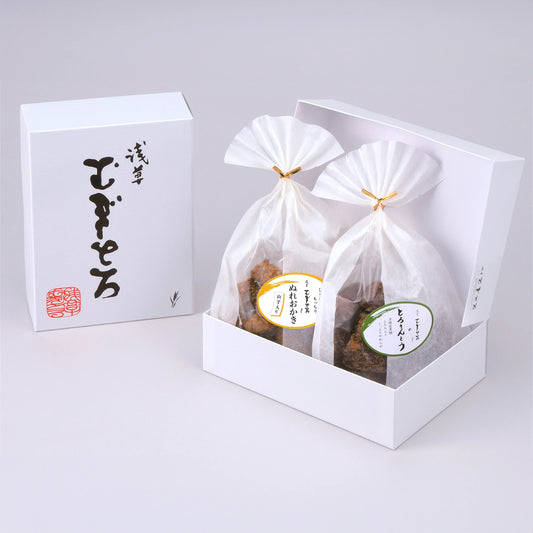 「白箱詰合せ」（とろりんとう・ぬれおかき）